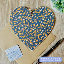 Load image into Gallery viewer, 'Cards To Keep' Wooden Hanging Heart – 'Heritage Cottage - Berries'