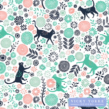 Load image into Gallery viewer, tea-towel-cats-pattern