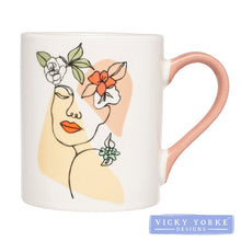 Load image into Gallery viewer, Mug – Contoured 'Face With Flower Crown' (Pink)