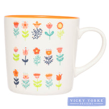 Load image into Gallery viewer, Mug – Folk Florals 'Flower Rows'