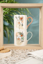 Load image into Gallery viewer, Mug – Contoured 'Face With Flower Crown' (Blue)