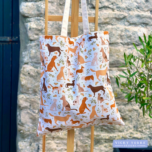 Cotton 'Ginger & Olive - Dogs' Book Bag by Vicky Yorke Designs