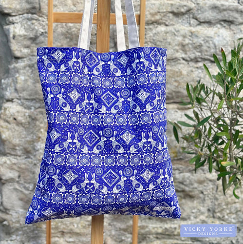 Cotton 'Home On The Prairie - Hares' Book Bag by Vicky Yorke Designs