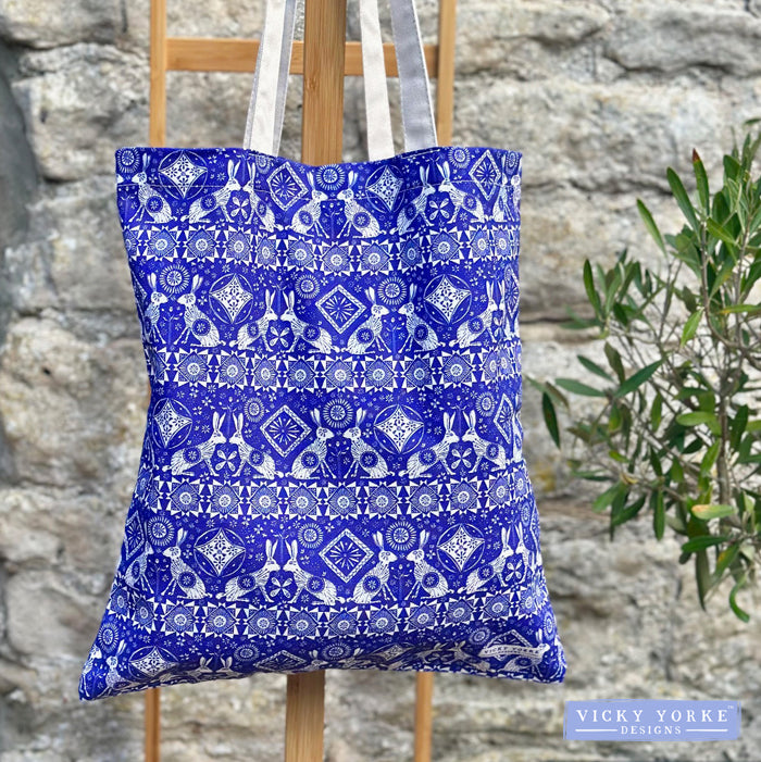 Cotton 'Home On The Prairie - Hares' Book Bag by Vicky Yorke Designs