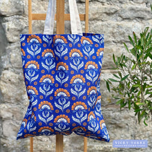 Load image into Gallery viewer, Cotton &#39;Heritage Cottage - Flowers&#39; Book Bag by Vicky Yorke Designs