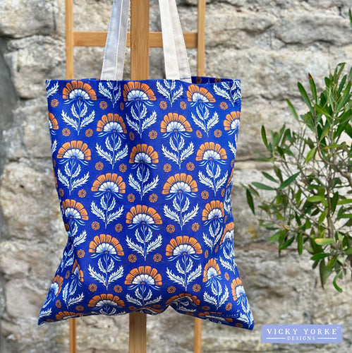 Cotton 'Heritage Cottage - Flowers' Book Bag by Vicky Yorke Designs