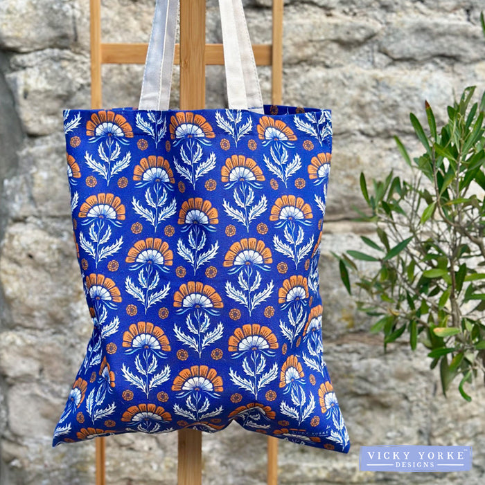 Cotton 'Heritage Cottage - Flowers' Book Bag by Vicky Yorke Designs