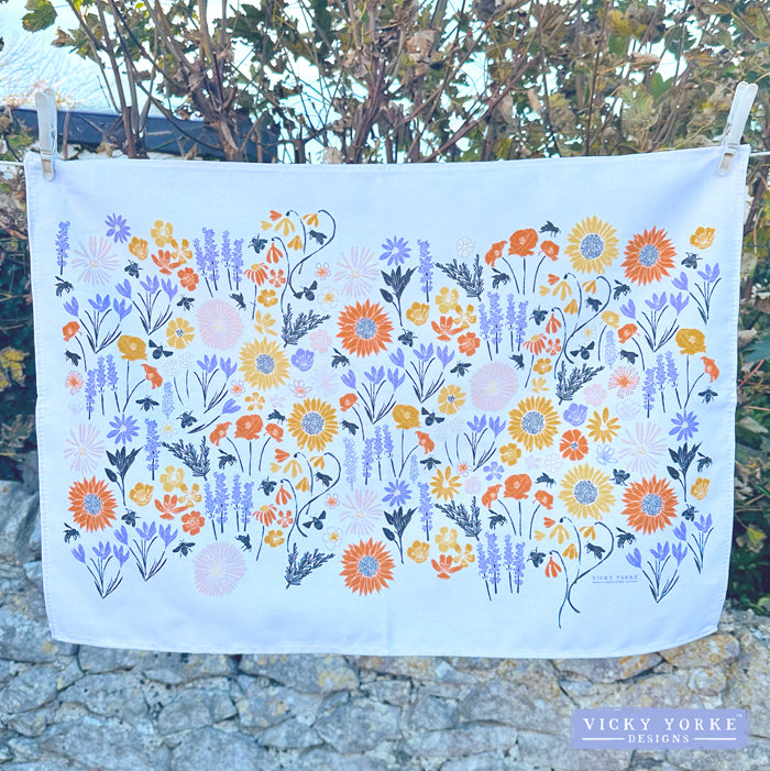 Cotton Tea Towel - Bee Meadow