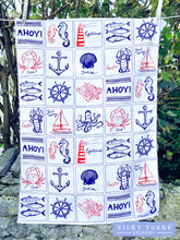 Load image into Gallery viewer, Cotton Tea Towel - &#39;Ahoy There!&#39; Coastal Design