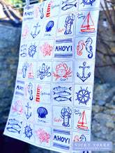 Load image into Gallery viewer, Cotton Tea Towel - &#39;Ahoy There!&#39; Coastal Design