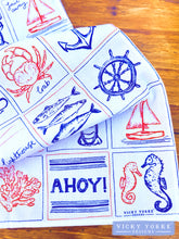 Load image into Gallery viewer, Cotton Tea Towel - &#39;Ahoy There!&#39; Coastal Design