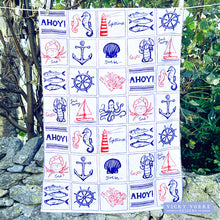 Load image into Gallery viewer, Cotton Tea Towel - &#39;Ahoy There!&#39; Coastal Design