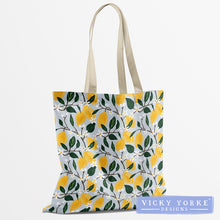 Load image into Gallery viewer, ***NEW*** Organic Cotton Book Bag - &#39;Fruitful Lands&#39; Lemons
