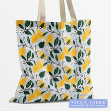 Load image into Gallery viewer, ***NEW*** Organic Cotton Book Bag - &#39;Fruitful Lands&#39; Lemons