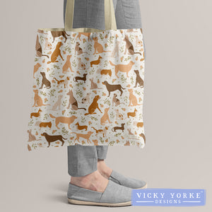 ***NEW*** Organic Cotton Book Bag - 'Ginger & Olive' Dogs