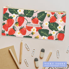 Load image into Gallery viewer, ***NEW*** Organic Cotton Pencil Case - &#39;Fruitful Lands&#39; - Strawberries