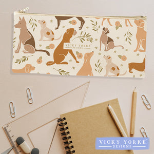 ***NEW*** Organic Cotton Pencil Case - 'Ginger & Olive' - Dogs