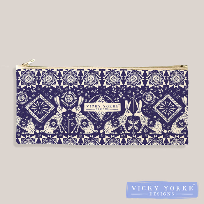 ***NEW*** Organic Cotton Pencil Case - 'Home On The Prairie' Hares