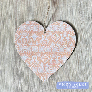 ***NEW*** 'Cards To Keep' Wooden Hanging Heart – ‘Home On The Prairie – Hares’