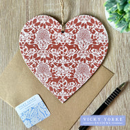'Cards To Keep' Wooden Hanging Heart – 'Midwinter Animals'
