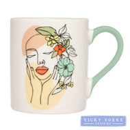 Mug – Contoured 'Face With Flower Crown' (Blue)