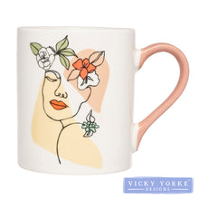 Load image into Gallery viewer, Mug – Contoured &#39;Face With Flower Crown&#39; (Pink)