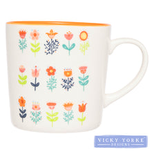 Load image into Gallery viewer, Mug – Folk Florals &#39;Flower Rows&#39;