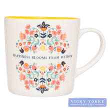 Load image into Gallery viewer, Mug – Folk Florals &#39;Happiness Blooms From Within&#39;
