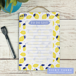 Reusable To Do List Dry Wipe Board With Free Pen - 'La Dolce Vita Lemons'