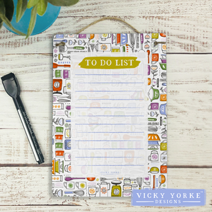 Reusable To Do List Dry Wipe Board With Free Pen - 'Mid Century Kitchen'