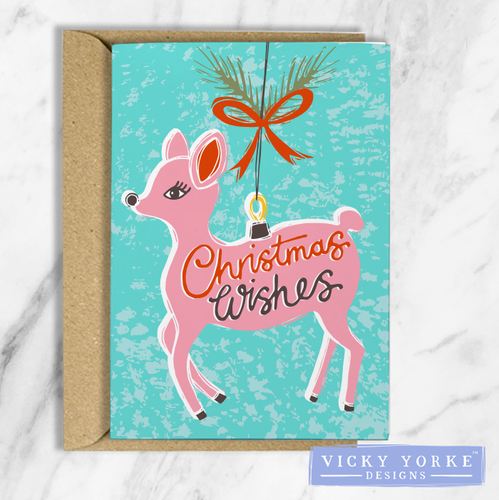 Christmas Card: Vintage Ornaments - Christmas Wishes
