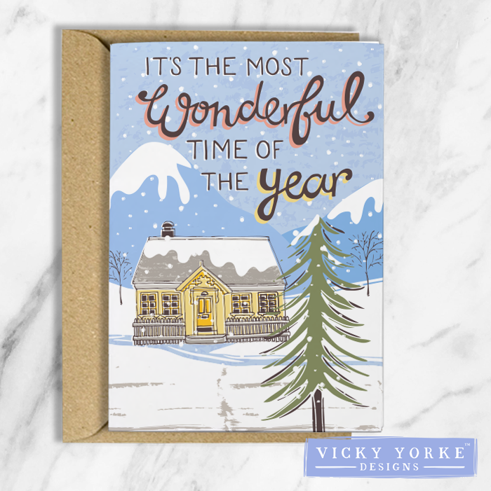 Christmas Card: Vintage Village - It's The Most Wonderful Time Of The Year